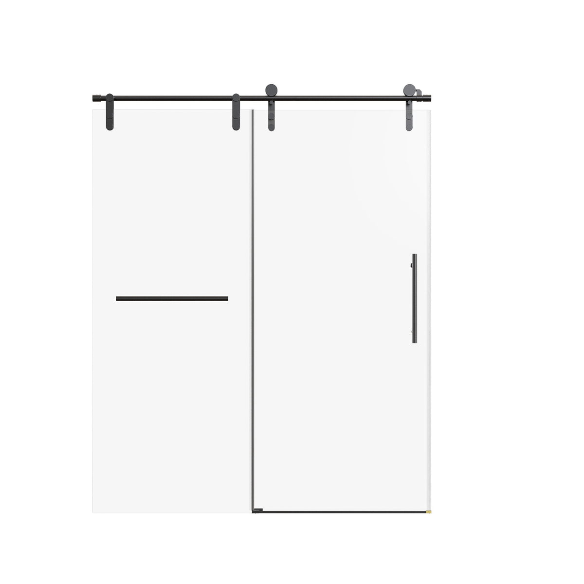 Frameless sliding shower doors with towel rail & handle by HouseOfZazla black hardware glass on Tampa Home & Garden Store
