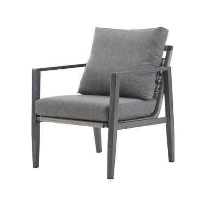 Modern lounge chair with rope accents, gray cushions, HouseOfZazla club chair on Tampa Home and Garden Store