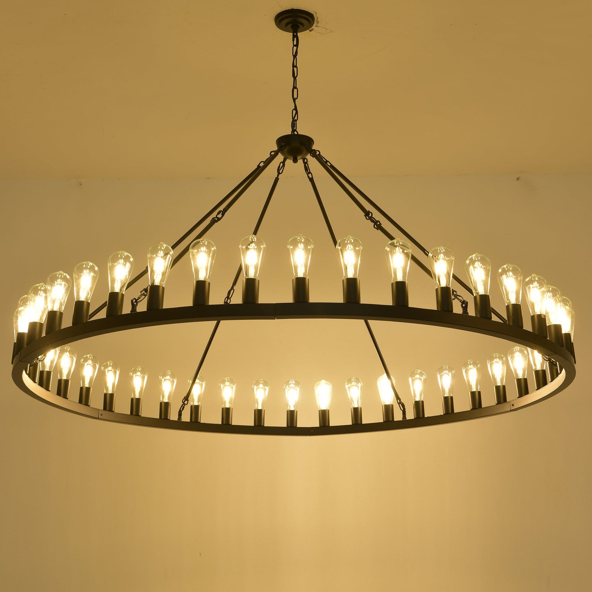 64 inch matte black wagon wheel chandelier with 30 clear bulbs by HouseOfZazla on Tampa Home & Garden Store