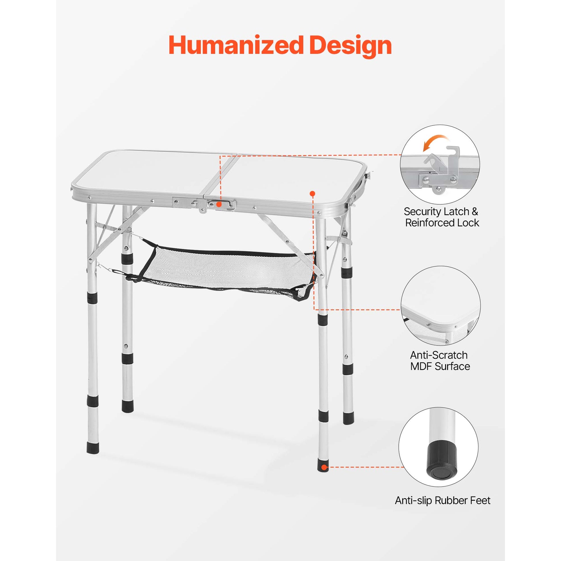HouseOfZazla 2ft folding portable camping table with MDF surface, outdoor aluminum frame on Tampa Home & Garden Store