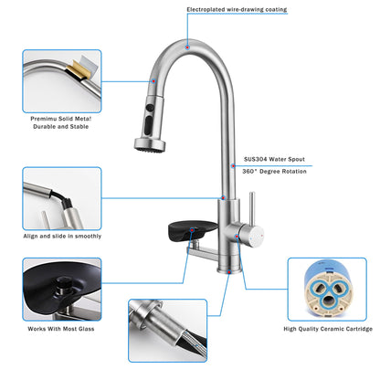 3 In 1 Kitchen Faucet and Press Glass Rinser