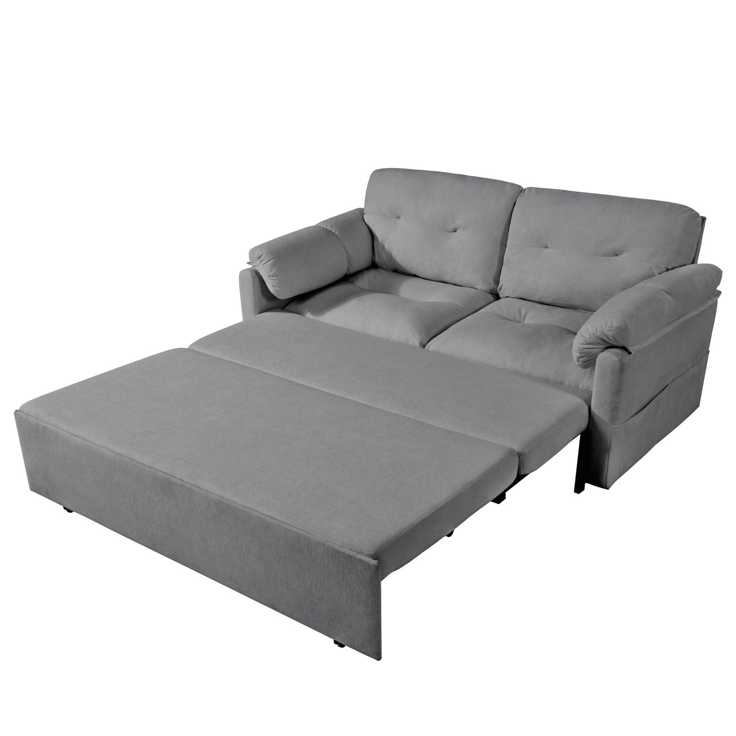 HouseOfZazla Convertible Pull-Out Sofa Bed Queen Size 3-in-1 with Side Storage in grey fabric on Tampa Home & Garden Store