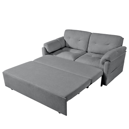 HouseOfZazla Convertible Pull-Out Sofa Bed Queen Size 3-in-1 with Side Storage in grey fabric on Tampa Home & Garden Store