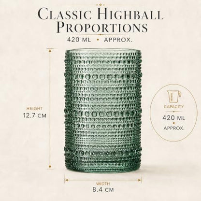 Tonal Hobnail Highball Glassware Set of 6