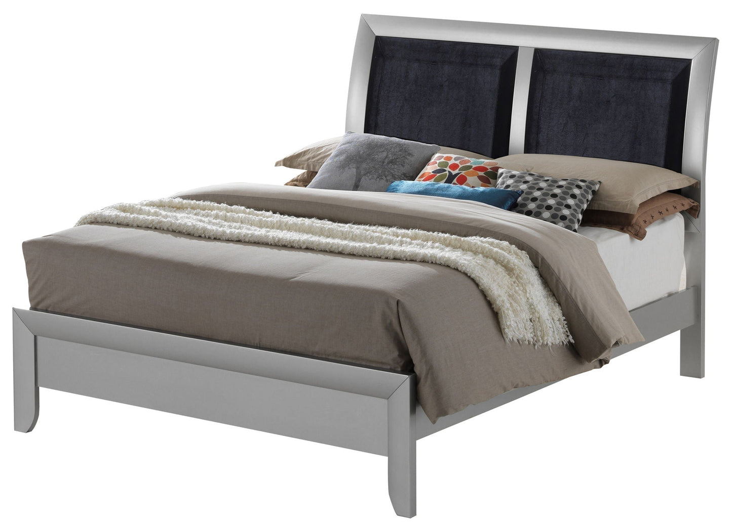 Padded Headboard Panel Bed and Hardwood Frame