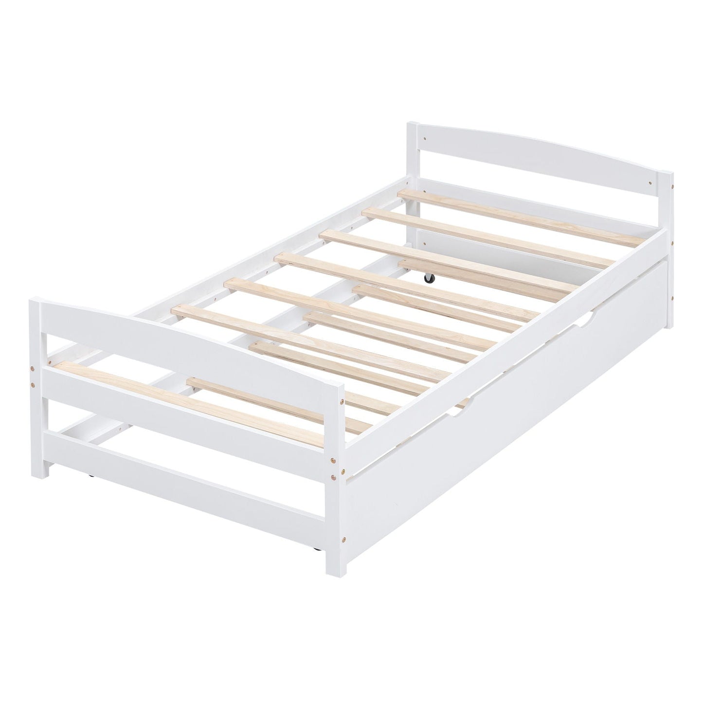 Platform bed with trundle in white, slatted bed base, HouseOfZazla on Tampa Home & Garden Store