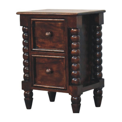 Solid Wood Spindle Duo Nightstand by HouseOfZazla with 2 drawers, natural wood finish on Tampa Home & Garden Store