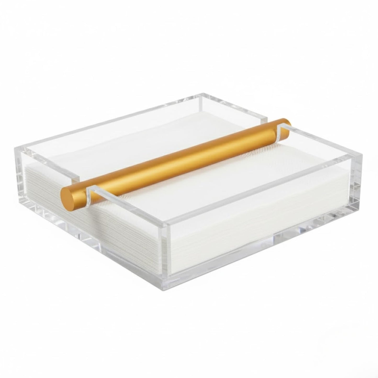 Clear and Gold Square Napkin Holder Table Decor