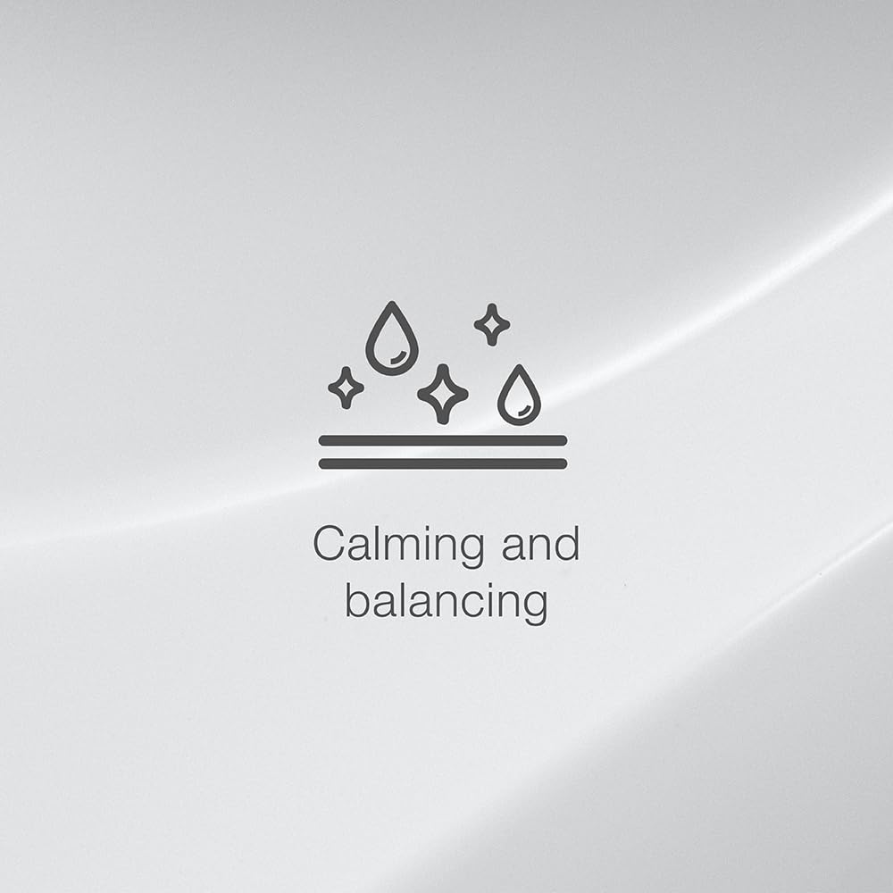 Face serum illustration showing calming balancing droplets on pale gray background on Tampa Home & Garden Store