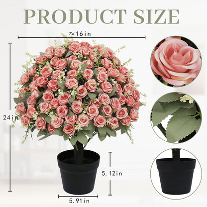 Indoor and Outdoor Silk Rose in a Cement Pot