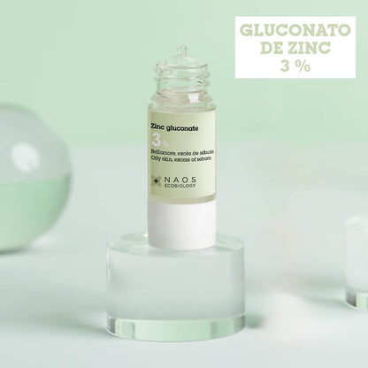 Zinc gluconate anti-shine face serum bottle, glass vial, 0.51 fl oz, pale green label on Tampa Home & Garden Store