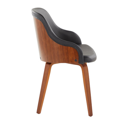 Mid Century Modern Dining Arm Chair by HouseOfZazla with black upholstered seat and wood frame on Tampa Home & Garden Store