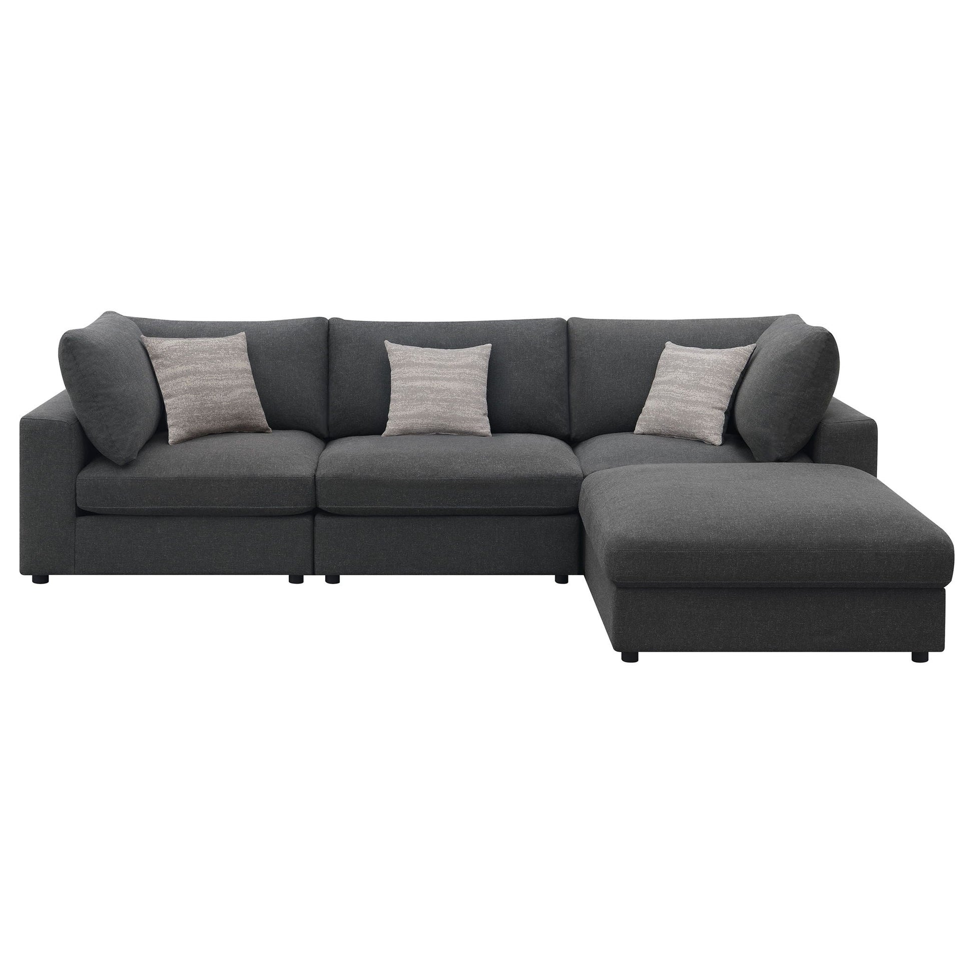 Rhette Upholstered Sectional from HouseOfZazla, dark gray fabric with chaise, 2-piece set on Tampa Home & Garden Store