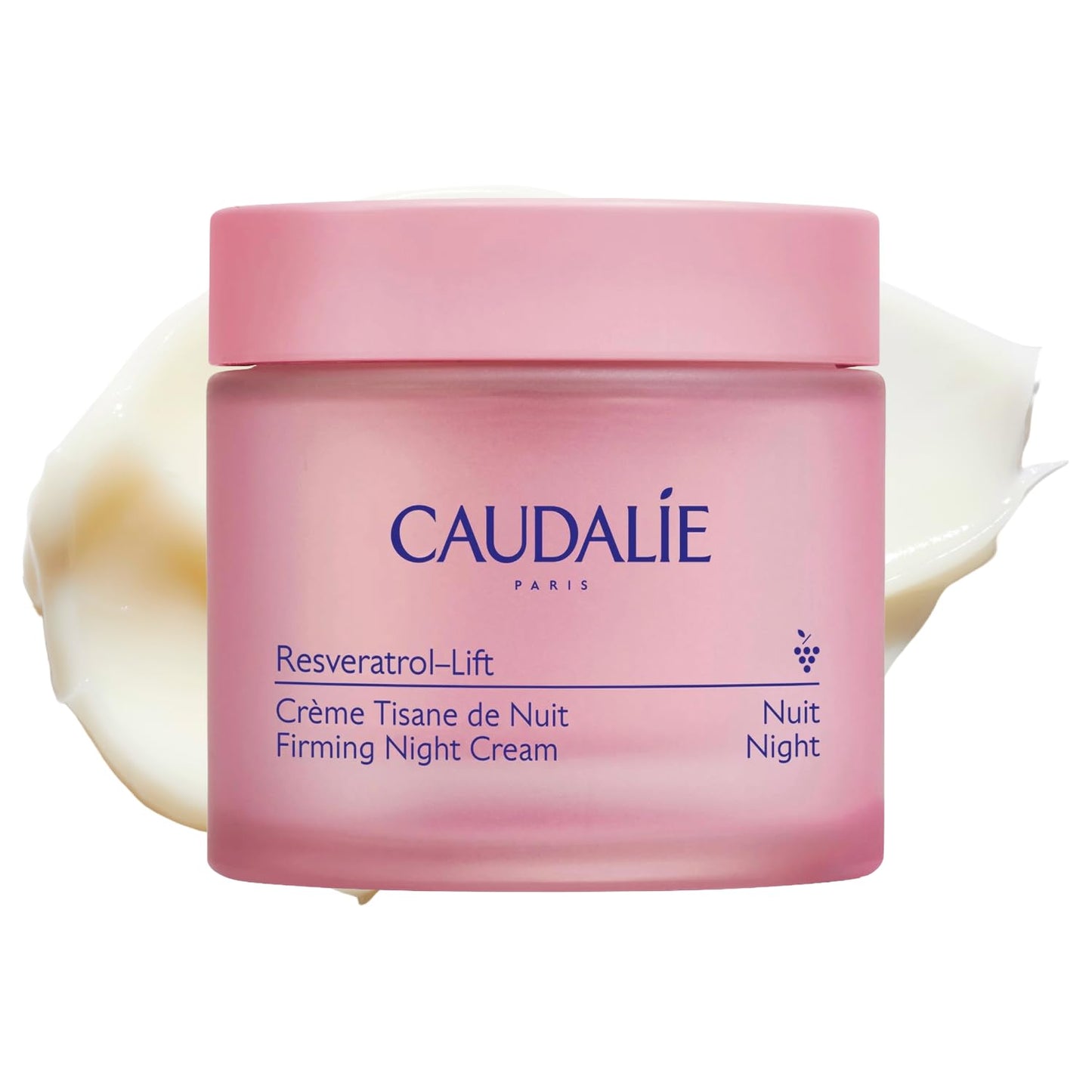 Caudalie Resveratrol-Lift Firming Night Cream jar in pink, anti-aging night cream on Tampa Home & Garden Store