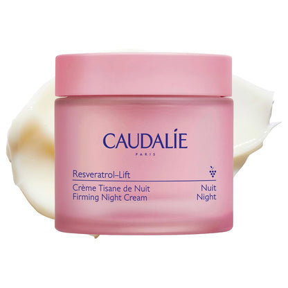 Caudalie Resveratrol-Lift Firming Night Cream jar in pink, anti-aging night cream on Tampa Home & Garden Store