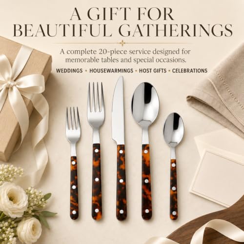 20 Piece Stainless Steel Flatware and Tortoise