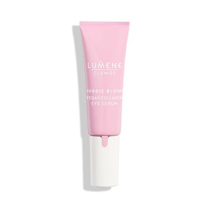 Lumene pink Nordic Bloom vegan collagen eye serum tube with white cap on Tampa Home & Garden Store