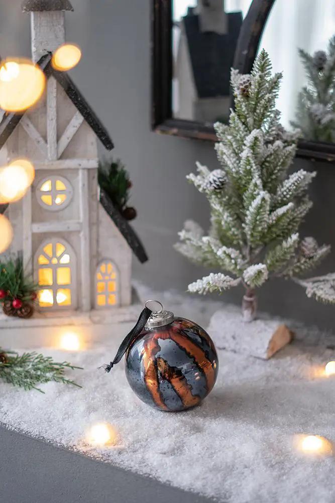 Christmas Ball Ornaments by Unique Piece Furniture, copper-blue marbled finish, set of 6 on Tampa Home & Garden Store