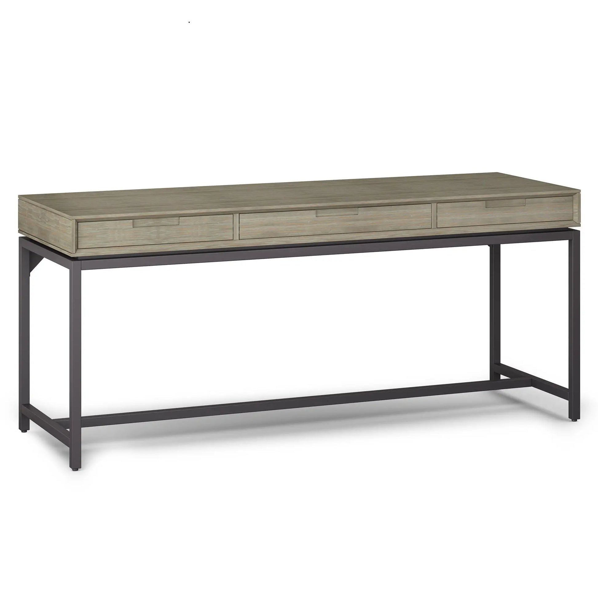 Banting mid century wide desk handcrafted light oak finish with six drawers and black metal legs on Tampa Home & Garden Store