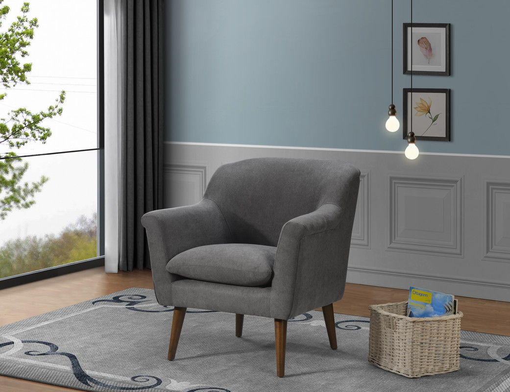 Shelby Woven Fabric and Mid Century Armchair