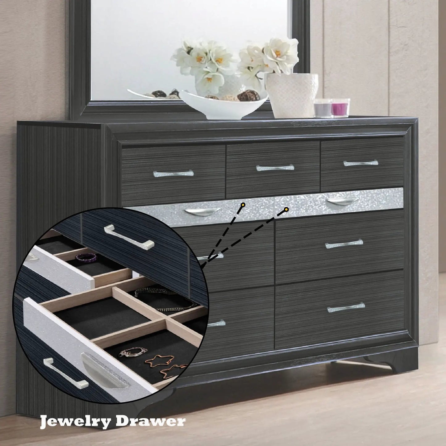 Naima Versatile Dresser with Jewelry Drawer