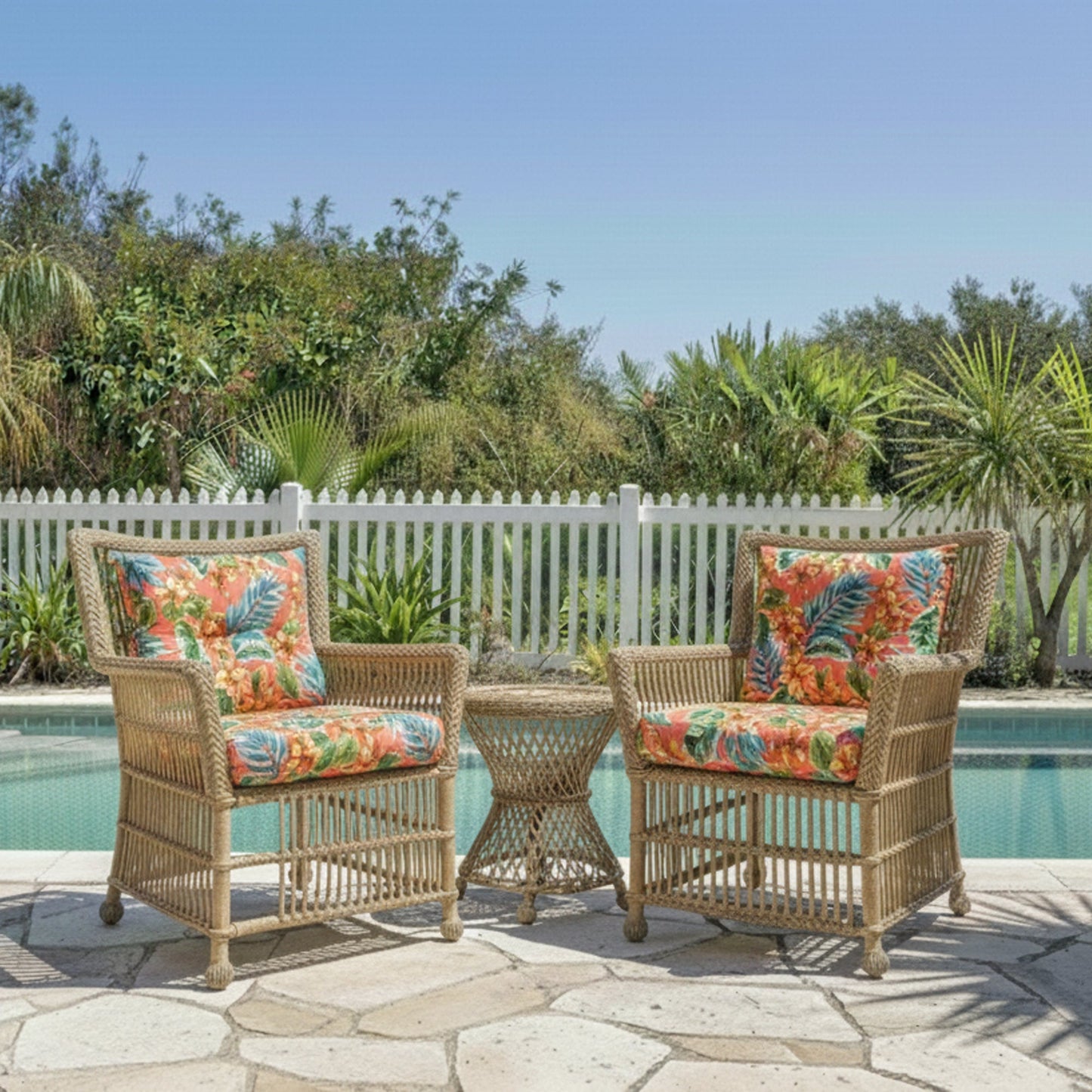 Outdoor Tufted Chair Cushions Set of 2 19 Inch
