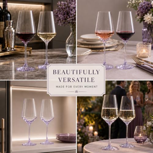 Monet Purple Stemmed Wine Glassware Set of Two