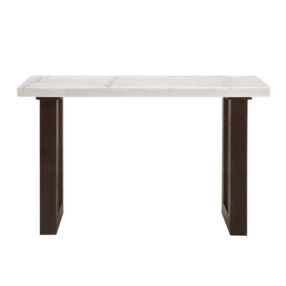 Edwyn natural marble top end table with dark wood legs by HouseOfZazla on Tampa Home & Garden Store