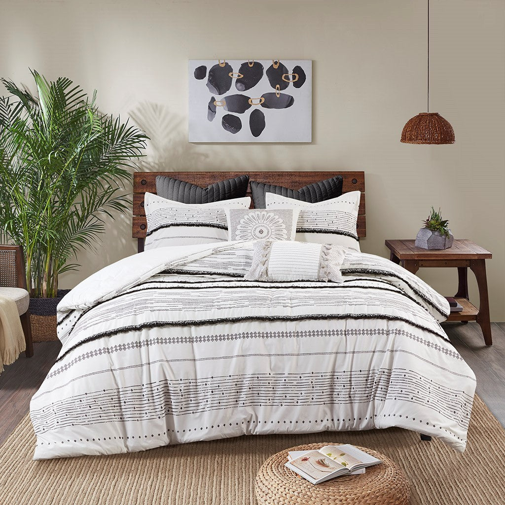 Cotton Printed Comforter Set with Black and White