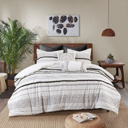 Cotton Printed Comforter Set with Black and White