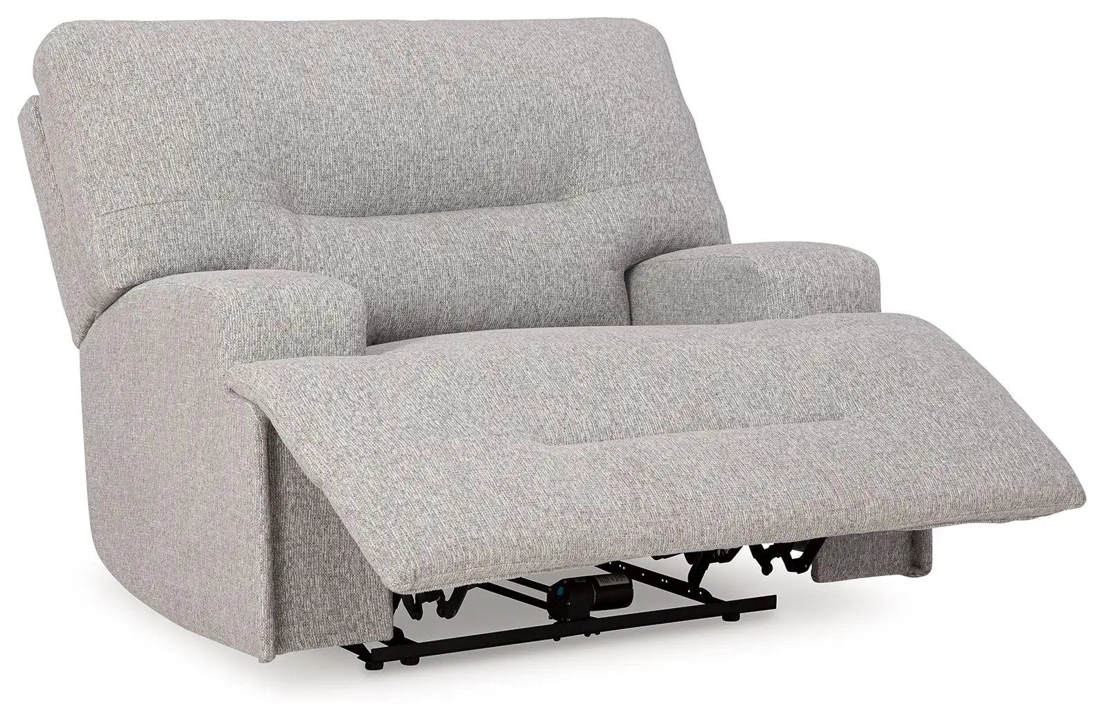 Acklen Place wide-seat power recliner in gray fabric with plush back and extended footrest on Tampa Home & Garden Store
