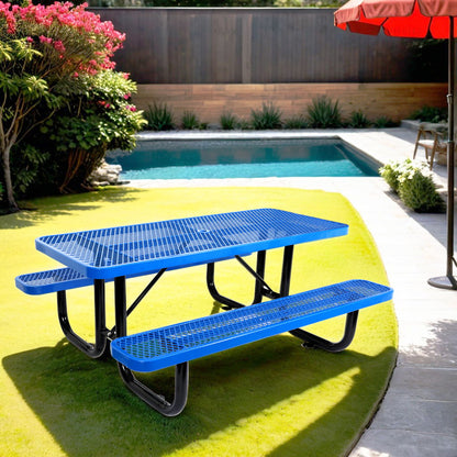 Outdoor Steel Picnic Table and an Umbrella Pole