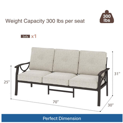 Modern Patio Sofa with Steel Frame and Cushions