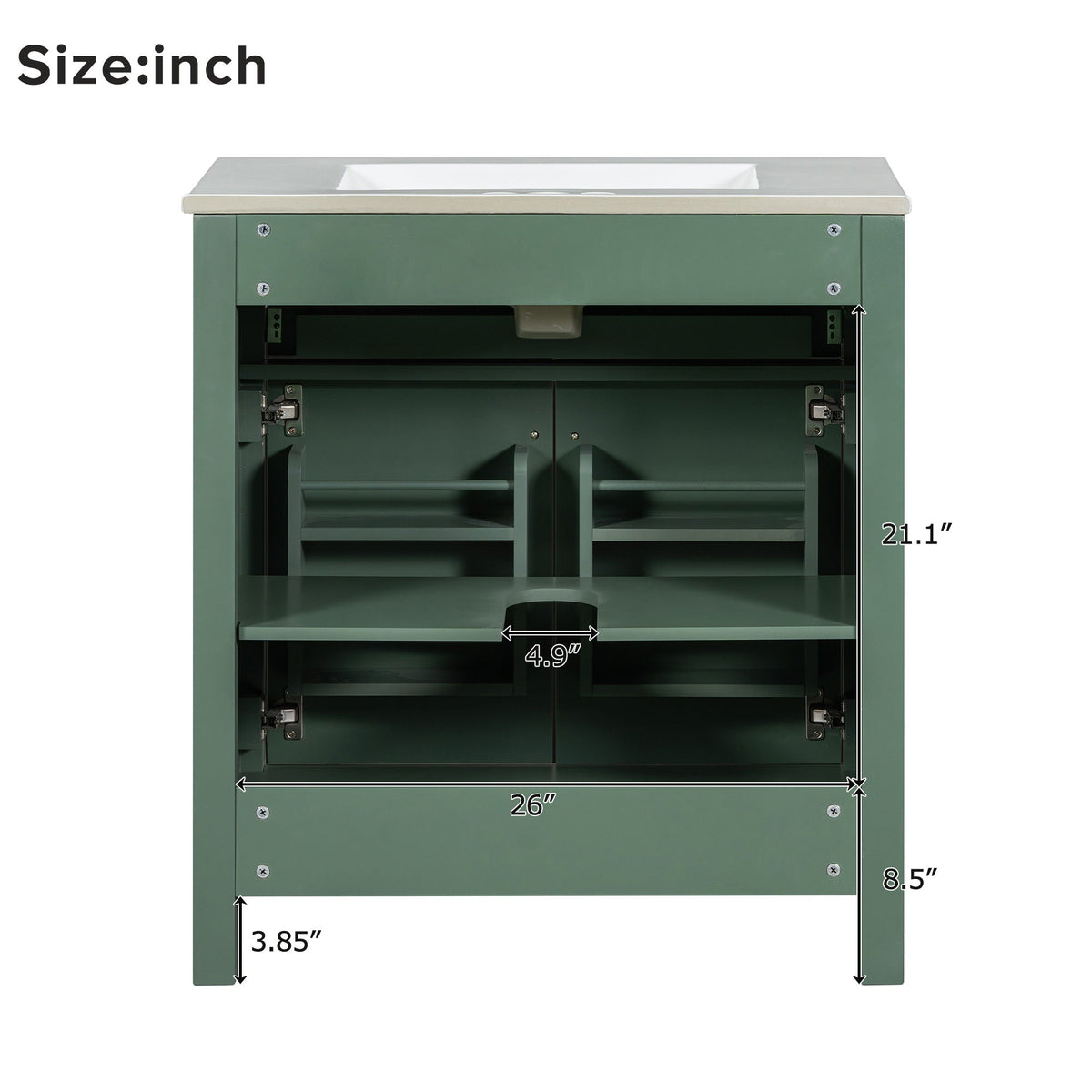 Green modern bathroom vanity with ceramic sink and soft-close doors HouseOfZazla on Tampa Home & Garden Store