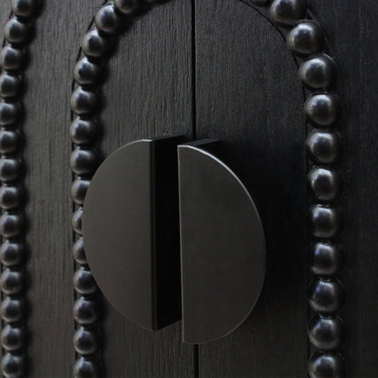 Black wood accent cabinet with circular door pull and beaded trim by HouseOfZazla on Tampa Home & Garden Store
