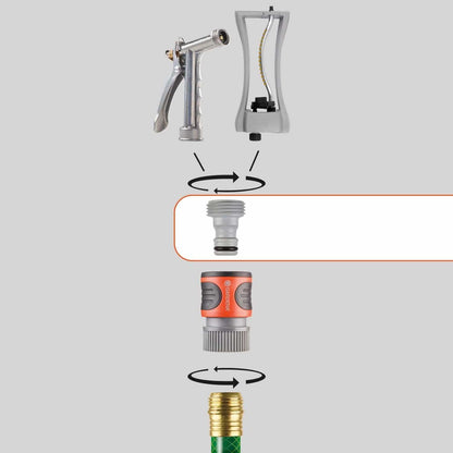 Accessory Adapter 4-piece set with Gardena quick-connect couplers and spray nozzle on Tampa Home & Garden Store