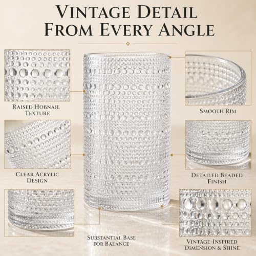 Barcelona Acrylic Hobnail Highball Cups Set of 6