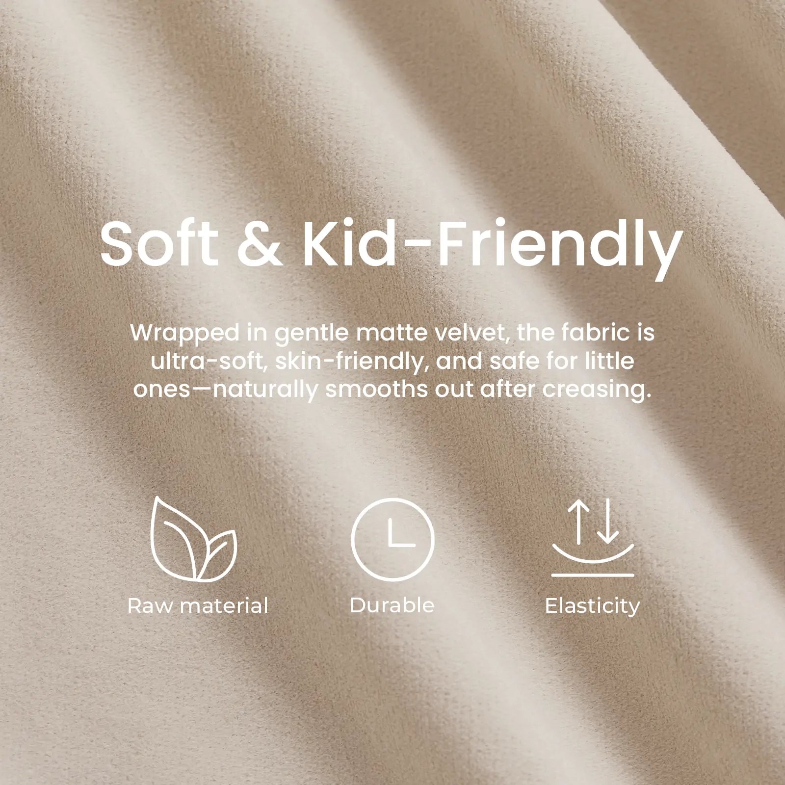 Tiny Land GentleSnug Kid Chair beige velvet fabric close-up, soft, kid-friendly design on Tampa Home & Garden Store