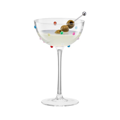 Vibrant Confetti Coupe Glasses and Cocktail Set