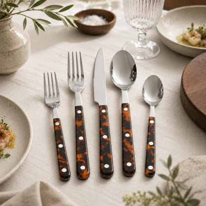 20 Piece Stainless Steel Flatware and Tortoise