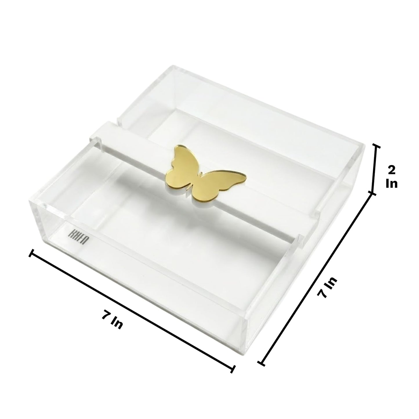 Clear Acrylic Napkin Holder with A Gold Butterfly