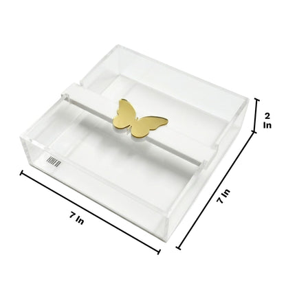 Clear Acrylic Napkin Holder with A Gold Butterfly