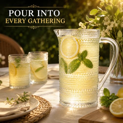 Bombay Hobnail Glass Pitcher for Juice and Water