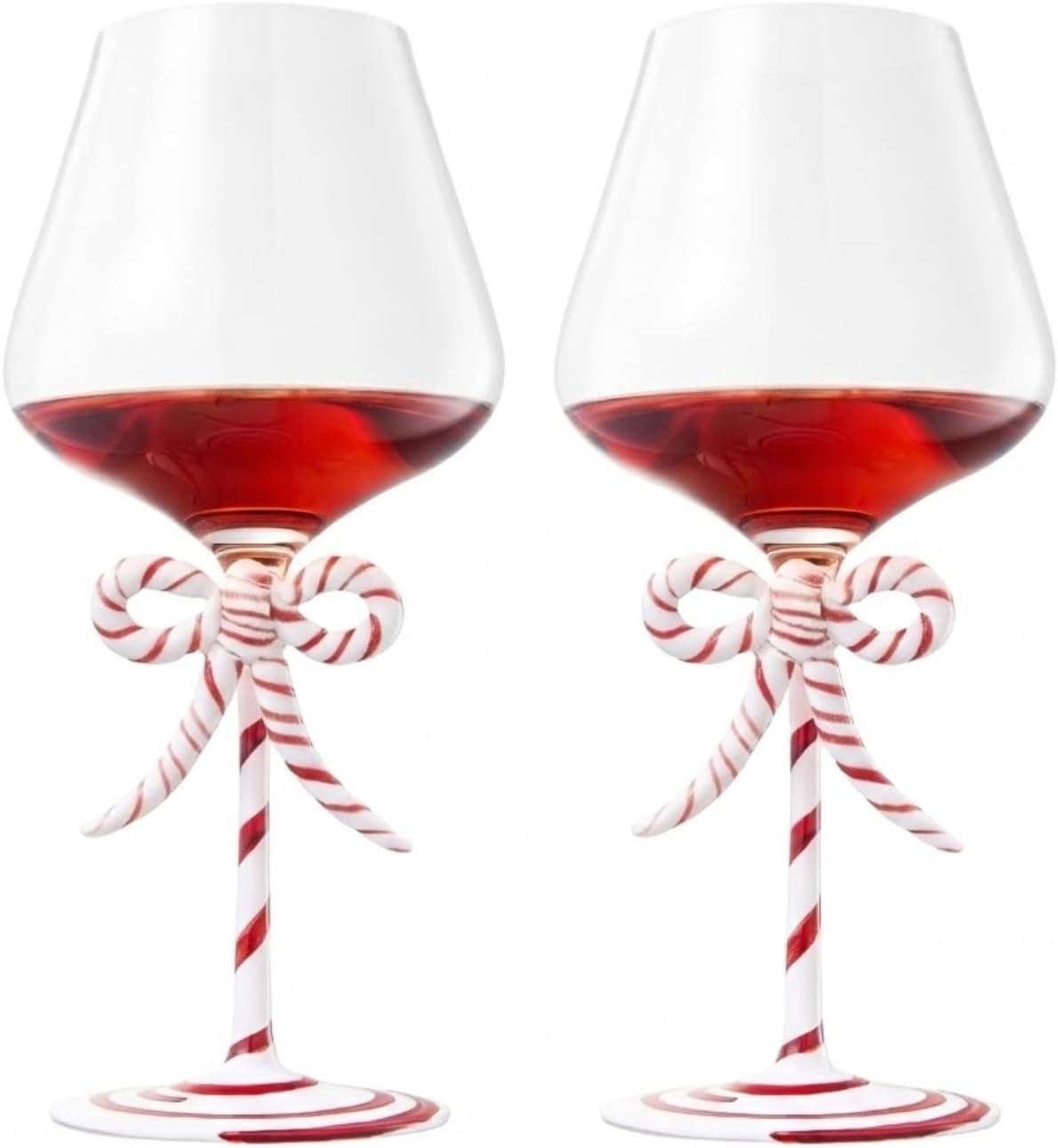 Christmas Candy Cane Stem Wine Glasses A Pair