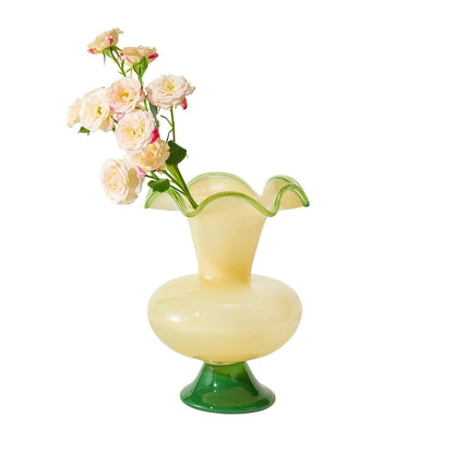 Hand Blown Glass Flower Vase And Vintage Decor