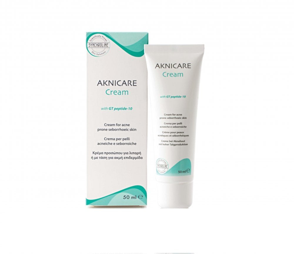 Aknicare Cream sunscreen tube beside its white teal-accent box, 50 ml Beauty Care Bag on Tampa Home & Garden Store