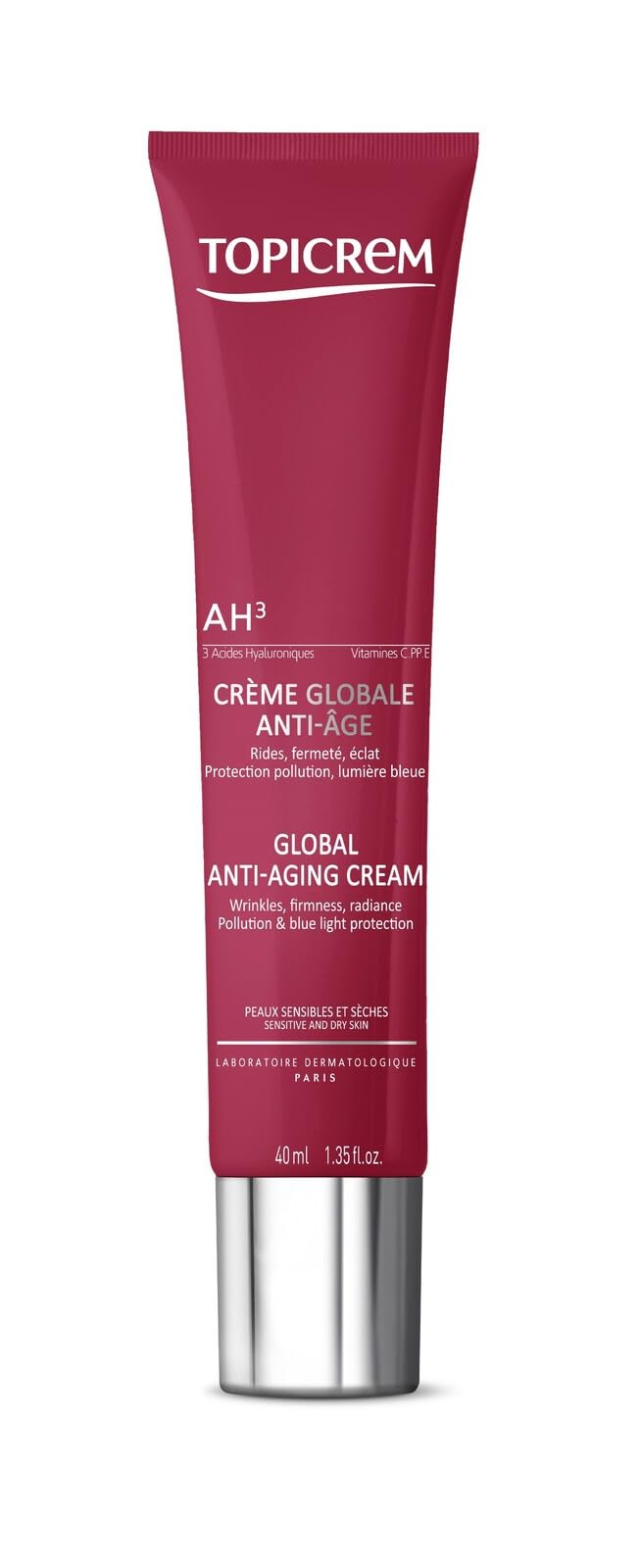 Topicrem AH3 anti-aging face cream tube in magenta with white logo 40 ml by Beauty Care Bag on Tampa Home & Garden Store