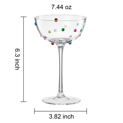 Vibrant Confetti Coupe Glasses and Cocktail Set