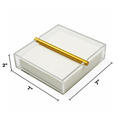 Clear and Gold Square Napkin Holder Table Decor