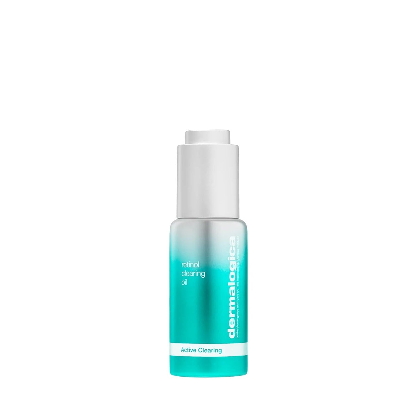 Dermalogica Retinol Clearing Oil bottle with white pump cap and teal gradient label on Tampa Home & Garden Store